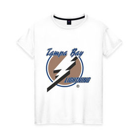 Женская футболка хлопок с принтом Tampa Bay в Курске, 100% хлопок | прямой крой, круглый вырез горловины, длина до линии бедер, слегка спущенное плечо | hockey | nhl | tampa bay | национальная лига | нхл | тампа бэй | хокей | хоккей