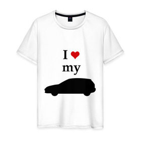 Мужская футболка хлопок с принтом I love my EG (2) в Курске, 100% хлопок | прямой крой, круглый вырез горловины, длина до линии бедер, слегка спущенное плечо. | car | i love my eg | авто | автомобиль | машины | тачки