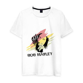 Мужская футболка хлопок с принтом Bob Marley в Курске, 100% хлопок | прямой крой, круглый вырез горловины, длина до линии бедер, слегка спущенное плечо. | 