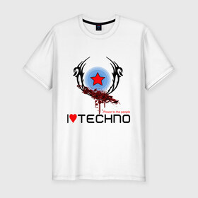 Мужская футболка премиум с принтом I love techno (4) в Курске, 92% хлопок, 8% лайкра | приталенный силуэт, круглый вырез ворота, длина до линии бедра, короткий рукав | love techno | techno | люблю техно | техно | я люблю | я люблю техно