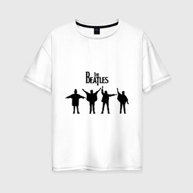 Женская футболка хлопок Oversize с принтом The Beatles(3) в Курске, 100% хлопок | свободный крой, круглый ворот, спущенный рукав, длина до линии бедер
 | beatles | lennon | битлз | битлс | битлы | леннон