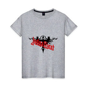 Женская футболка хлопок с принтом Judas Priest в Курске, 100% хлопок | прямой крой, круглый вырез горловины, длина до линии бедер, слегка спущенное плечо | heavy metal | metal | rock | trash metal | метал | панки | рок | трэш метал | хеви метал