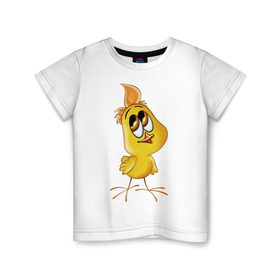 Детская футболка хлопок с принтом Цыпленок-девочка в Курске, 100% хлопок | круглый вырез горловины, полуприлегающий силуэт, длина до линии бедер | мальчик | цыпа | цыпленок