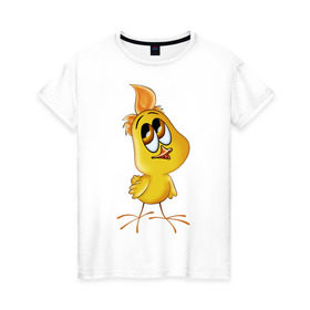 Женская футболка хлопок с принтом Цыпленок-девочка в Курске, 100% хлопок | прямой крой, круглый вырез горловины, длина до линии бедер, слегка спущенное плечо | мальчик | цыпа | цыпленок