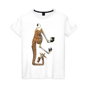 Женская футболка хлопок с принтом Мадагаскар (10) в Курске, 100% хлопок | прямой крой, круглый вырез горловины, длина до линии бедер, слегка спущенное плечо | madagascar | жираф | мадагаскар