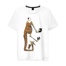 Мужская футболка хлопок с принтом Мадагаскар (10) в Курске, 100% хлопок | прямой крой, круглый вырез горловины, длина до линии бедер, слегка спущенное плечо. | Тематика изображения на принте: madagascar | жираф | мадагаскар