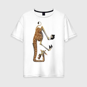 Женская футболка хлопок Oversize с принтом Мадагаскар (10) в Курске, 100% хлопок | свободный крой, круглый ворот, спущенный рукав, длина до линии бедер
 | Тематика изображения на принте: madagascar | жираф | мадагаскар