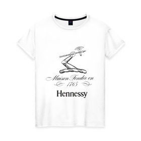 Женская футболка хлопок с принтом Hennessy в Курске, 100% хлопок | прямой крой, круглый вырез горловины, длина до линии бедер, слегка спущенное плечо | cognac | hennessy | бар | бармен | коньяк | хеннесси