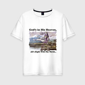 Женская футболка хлопок Oversize с принтом Evangelion в Курске, 100% хлопок | свободный крой, круглый ворот, спущенный рукав, длина до линии бедер
 | anime | evangelion | аниме | анимэ | евангелион