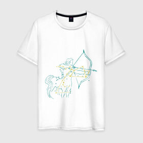 Мужская футболка хлопок с принтом Стрелец-Зодиак в Курске, 100% хлопок | прямой крой, круглый вырез горловины, длина до линии бедер, слегка спущенное плечо. | 