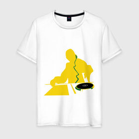 Мужская футболка хлопок с принтом DJ за пультом в Курске, 100% хлопок | прямой крой, круглый вырез горловины, длина до линии бедер, слегка спущенное плечо. | club | dj | вертушка | диджей | клуб | силуэт | тень