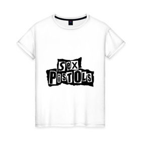 Женская футболка хлопок с принтом Sex Pistols в Курске, 100% хлопок | прямой крой, круглый вырез горловины, длина до линии бедер, слегка спущенное плечо | metall | punk | rock | метал | металл | панк | панк рок | рок