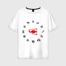 Женская футболка хлопок Oversize с принтом Скорпион (5) в Курске, 100% хлопок | свободный крой, круглый ворот, спущенный рукав, длина до линии бедер
 | zodiac | гороскоп | знак зодиака | знаки зодиака | скрпион