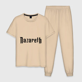 Мужская пижама хлопок с принтом Nazareth в Курске, 100% хлопок | брюки и футболка прямого кроя, без карманов, на брюках мягкая резинка на поясе и по низу штанин
 | rock | метал | металл | назарет | рок