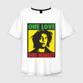 Мужская футболка хлопок Oversize с принтом Marley в Курске, 100% хлопок | свободный крой, круглый ворот, “спинка” длиннее передней части | Тематика изображения на принте: bob marley | боб марли | регги | ямайка