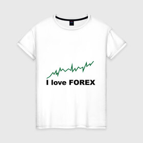 Женская футболка хлопок с принтом Я люблю Форекс в Курске, 100% хлопок | прямой крой, круглый вырез горловины, длина до линии бедер, слегка спущенное плечо | forex | биржа | график | котировки | торговля | трейдер