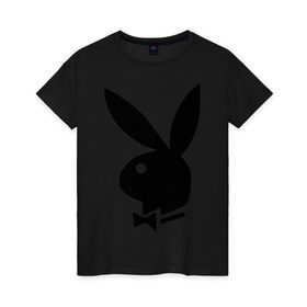 Женская футболка хлопок с принтом Playboy в Курске, 100% хлопок | прямой крой, круглый вырез горловины, длина до линии бедер, слегка спущенное плечо | кролик | плейбой