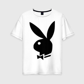 Женская футболка хлопок Oversize с принтом Playboy в Курске, 100% хлопок | свободный крой, круглый ворот, спущенный рукав, длина до линии бедер
 | кролик | плейбой