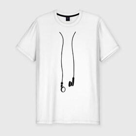 Мужская футболка премиум с принтом Earphones в Курске, 92% хлопок, 8% лайкра | приталенный силуэт, круглый вырез ворота, длина до линии бедра, короткий рукав | музыка | наушники | плеер | плейлист | слушать