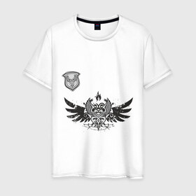 Мужская футболка хлопок с принтом Кельтский орнамент в Курске, 100% хлопок | прямой крой, круглый вырез горловины, длина до линии бедер, слегка спущенное плечо. | кельты | крылья | трайбл