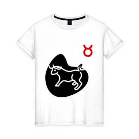Женская футболка хлопок с принтом Телец(6) в Курске, 100% хлопок | прямой крой, круглый вырез горловины, длина до линии бедер, слегка спущенное плечо | гороскоп | знак зодиака | знаки зодиака | телец