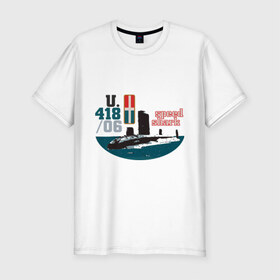 Мужская футболка премиум с принтом Speed shark в Курске, 92% хлопок, 8% лайкра | приталенный силуэт, круглый вырез ворота, длина до линии бедра, короткий рукав | speed shark | u | вмс | военный | подводная лодка | подлодка | флот