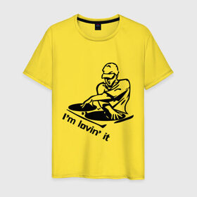 Мужская футболка хлопок с принтом I `m lovin ` it (2) в Курске, 100% хлопок | прямой крой, круглый вырез горловины, длина до линии бедер, слегка спущенное плечо. | 