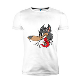 Мужская футболка премиум с принтом Comic wolf в Курске, 92% хлопок, 8% лайкра | приталенный силуэт, круглый вырез ворота, длина до линии бедра, короткий рукав | 