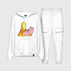 Женский костюм хлопок (с толстовкой) с принтом Гомер и свинья в Курске,  |  | гомер