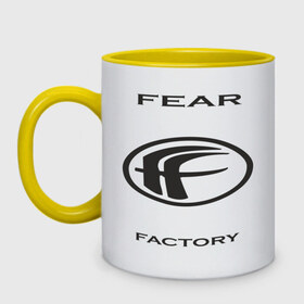 Кружка двухцветная с принтом Fear Factory в Курске, керамика | объем — 330 мл, диаметр — 80 мм. Цветная ручка и кайма сверху, в некоторых цветах — вся внутренняя часть | 