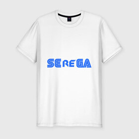 Мужская футболка премиум с принтом Serega в Курске, 92% хлопок, 8% лайкра | приталенный силуэт, круглый вырез ворота, длина до линии бедра, короткий рукав | sega | приставки | серега