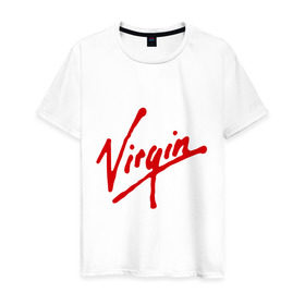 Мужская футболка хлопок с принтом Virgin в Курске, 100% хлопок | прямой крой, круглый вырез горловины, длина до линии бедер, слегка спущенное плечо. | антибренд | бренд | компания | корпорация | логотип | ричард брэнсон