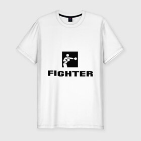 Мужская футболка премиум с принтом Fighter в Курске, 92% хлопок, 8% лайкра | приталенный силуэт, круглый вырез ворота, длина до линии бедра, короткий рукав | m 1 | mix fighter | боец | бои без правил | м 1 | м1 | микс файт | реслинг | рестлинг | файтер