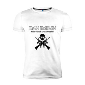 Мужская футболка премиум с принтом Iron Maiden (2) в Курске, 92% хлопок, 8% лайкра | приталенный силуэт, круглый вырез ворота, длина до линии бедра, короткий рукав | heavy metal | iron maiden | metal | rock | trash metal | метал | рок | рок группа | трэш метал | хеви метал