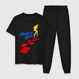 Мужская пижама хлопок с принтом Michael Jackson (11) в Курске, 100% хлопок | брюки и футболка прямого кроя, без карманов, на брюках мягкая резинка на поясе и по низу штанин
 | майкл джексон