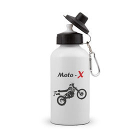 Бутылка спортивная с принтом Мотокросс в Курске, металл | емкость — 500 мл, в комплекте две пластиковые крышки и карабин для крепления | 