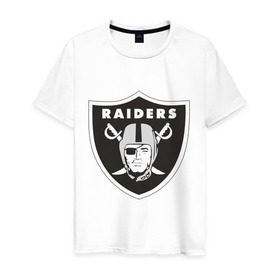 Мужская футболка хлопок с принтом Raiders в Курске, 100% хлопок | прямой крой, круглый вырез горловины, длина до линии бедер, слегка спущенное плечо. | raiders | значок | пираты | рейдеры | эмблема