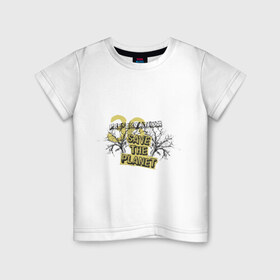 Детская футболка хлопок с принтом Save the planet (4) в Курске, 100% хлопок | круглый вырез горловины, полуприлегающий силуэт, длина до линии бедер | save the planet | деревья | спаси планету