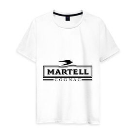 Мужская футболка хлопок с принтом Martell в Курске, 100% хлопок | прямой крой, круглый вырез горловины, длина до линии бедер, слегка спущенное плечо. | cognac | martell | бар | бармен | коньяк | мартель