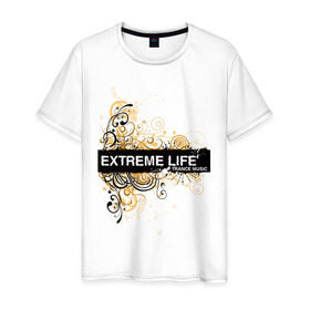 Мужская футболка хлопок с принтом Extreme life ( trance music ) в Курске, 100% хлопок | прямой крой, круглый вырез горловины, длина до линии бедер, слегка спущенное плечо. | club | extreme | life | music | trance | клуб | музыка | музыкальные стили | транс