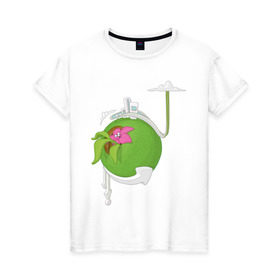 Женская футболка хлопок с принтом Кактус в Курске, 100% хлопок | прямой крой, круглый вырез горловины, длина до линии бедер, слегка спущенное плечо | кактус | растения | цветы