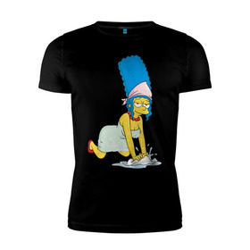 Мужская футболка премиум с принтом Мардж в Курске, 92% хлопок, 8% лайкра | приталенный силуэт, круглый вырез ворота, длина до линии бедра, короткий рукав | Тематика изображения на принте: simpsons | мардж | симпсоны | симсоны