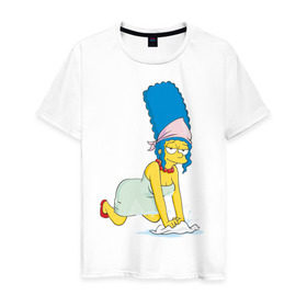 Мужская футболка хлопок с принтом Мардж в Курске, 100% хлопок | прямой крой, круглый вырез горловины, длина до линии бедер, слегка спущенное плечо. | Тематика изображения на принте: simpsons | мардж | симпсоны | симсоны