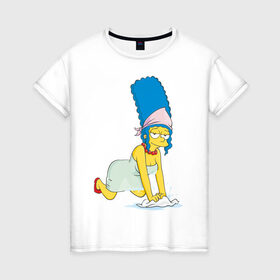 Женская футболка хлопок с принтом Мардж в Курске, 100% хлопок | прямой крой, круглый вырез горловины, длина до линии бедер, слегка спущенное плечо | simpsons | мардж | симпсоны | симсоны