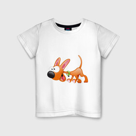 Детская футболка хлопок с принтом Cartoon dog (2) в Курске, 100% хлопок | круглый вырез горловины, полуприлегающий силуэт, длина до линии бедер | мультяшный | песик | собака