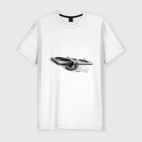 Мужская футболка премиум с принтом Музыка (12) в Курске, 92% хлопок, 8% лайкра | приталенный силуэт, круглый вырез ворота, длина до линии бедра, короткий рукав | вертушки | музыка | наушники | пластинки
