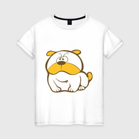 Женская футболка хлопок с принтом Sweet dog в Курске, 100% хлопок | прямой крой, круглый вырез горловины, длина до линии бедер, слегка спущенное плечо | 