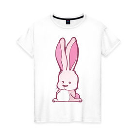 Женская футболка хлопок с принтом Sweet rabbit в Курске, 100% хлопок | прямой крой, круглый вырез горловины, длина до линии бедер, слегка спущенное плечо | Тематика изображения на принте: 