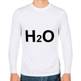Мужской лонгслив хлопок с принтом H2O в Курске, 100% хлопок |  | Тематика изображения на принте: вода | наука | формула | химический | химия