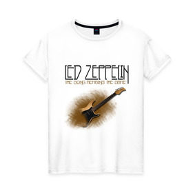 Женская футболка хлопок с принтом Led Zeppelin (2) в Курске, 100% хлопок | прямой крой, круглый вырез горловины, длина до линии бедер, слегка спущенное плечо | heavy metal | led zepelin | metal | rock | trash metal | квартет | лед | метал | рок | рок группа | рок группы | трэш метал | хеви метал | цеппелин